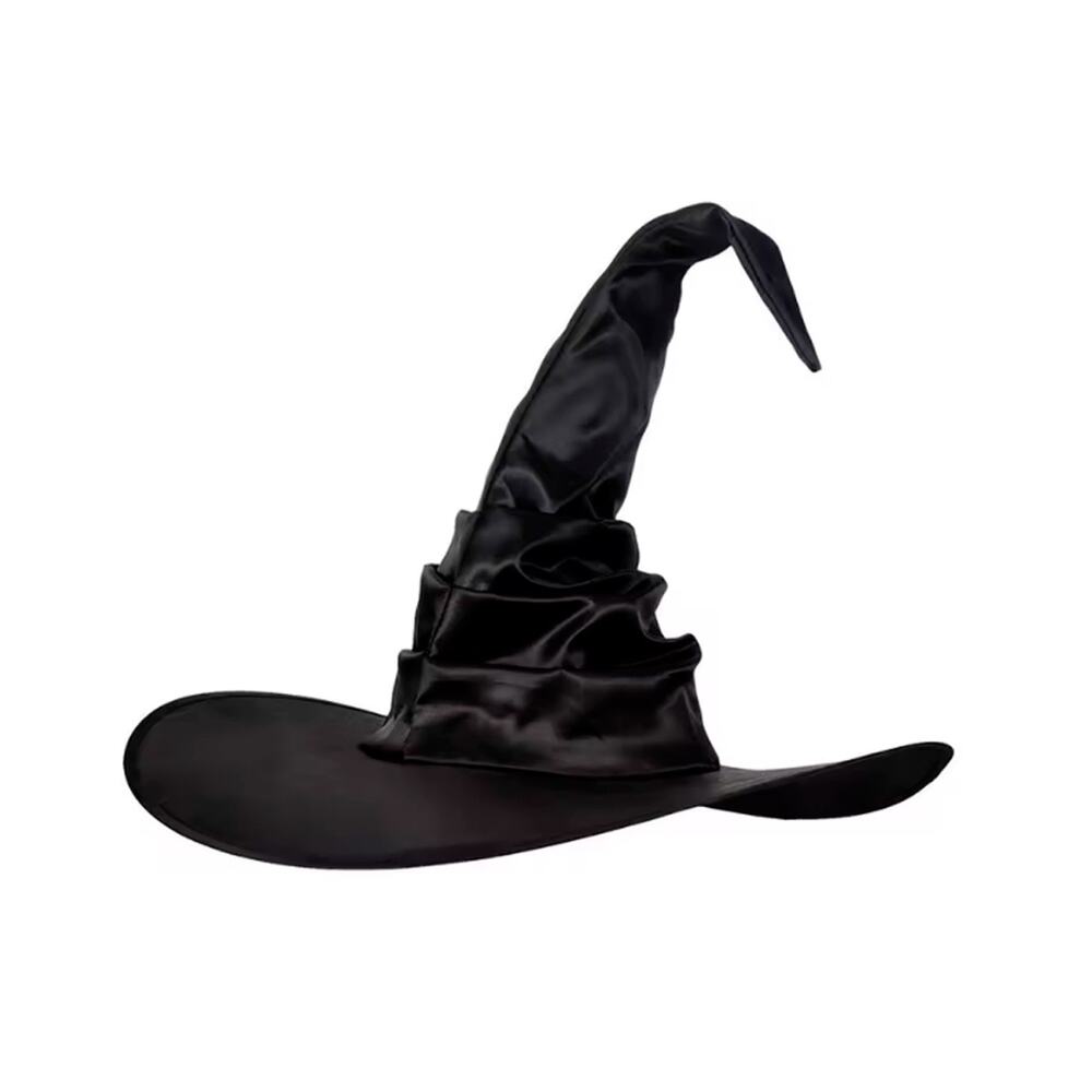 Witch Hat for Women Halloween Costume Accessory Black Cone Wide Brim Cosplayf